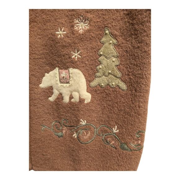 Vtg Sharon Young Wool Women Lg Vest Holiday Christmas Winter Brown Polar Bear - Picture 3 of 5